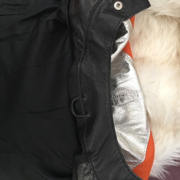 Unique sexy Bebe leather moto jacket size small color block zipper snaps pockets - Picture 12 of 16